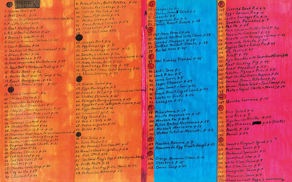 Dorothy Iannone — A Cookbook